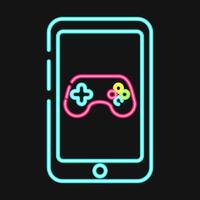 icona mobile gioco. esports gioco elementi. icone nel neon stile. bene per stampe, manifesti, logo, pubblicità, infografica, eccetera. vettore