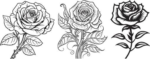 rosa fiore linea arte logo modello clipart vettore