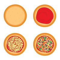 passaggi per preparazione gamberetto Pizza. vettore grafico.