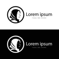 semplice musulmano capi di abbigliamento hijab logo design minimalista nero silhouette vettore