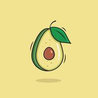 vettore avocado frutta icona cartone animato stile avocado su pastello giallo sfondo vettore illustrazione