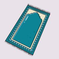 islamico preghiera stuoia o preghiera tappeto isolato su morbido rosa sfondo, vettore illustrazione