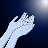 preghiere mani nel chiaro di luna Visualizza femmina musulmano preghiere mani disegnatore di fumetti icona vettore illustrazione