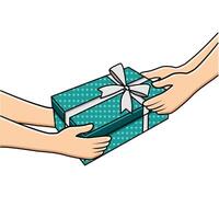 vettore mani dando regalo scatola per un altro mani regalare e ricevente regalo concetto vettore illustrazione
