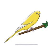 carino giallo pappagallo seduta su un' ramo isolato su bianca sfondo vettore illustrazione