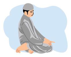 religioso musulmano uomo preghiere o musulmano uomo fare shalat gesto vettore