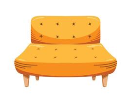 semplice giallo divano mobilia vettore illustrazione. semplice piatto no schema cartone animato arte styled confortevole divano disegno.