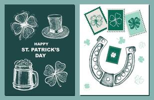 st. Patrick giorno impostare. mano disegnato illustrazioni vettore