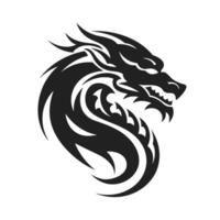tribale tatuaggio di il Drago testa silhouette ornamento piatto stile design vettore illustrazione