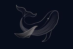 linea arte balena vettore