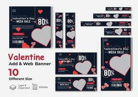 san valentino giorno attività commerciale ragnatela bandiera modello. ragnatela promozione bandiera nel diverso dimensione vettore