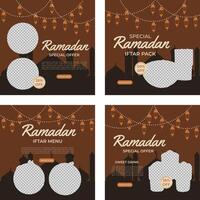 Ramadan menù modello impostato per sociale media promozione vettore