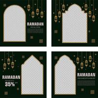 oro e verde modello impostato speciale Ramadan vettore