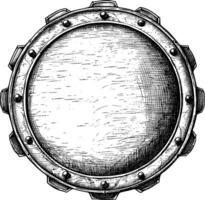 ai generato cerchio forma scudo elemento con vecchio incisione stile vettore