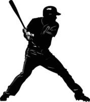 ai generato silhouette baseball giocatore pieno corpo nero colore solo vettore