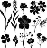 ai generato silhouette primavera fiore collezione nero colore solo vettore