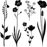 ai generato silhouette primavera fiore collezione nero colore solo vettore