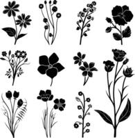 ai generato silhouette primavera fiore collezione nero colore solo vettore