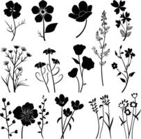 ai generato silhouette primavera fiore collezione nero colore solo vettore