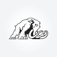 mammut elefante logo vettore icona illustrazione. mammut antico animale linea logo portafortuna design.