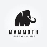 m lettera vettore logo combinato con mammut o antico elefante forma