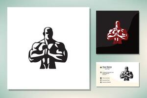 peso sollevamento bodybuilder logo design vettore