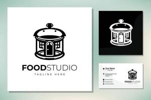 cibo campo ristorante logo design modello vettore