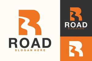 lettera r strada strada logo design vettore