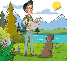 vettore illustrazione di escursionista viaggiatore uomo