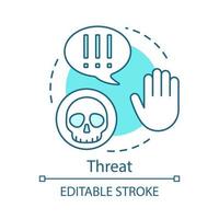 icona del concetto di minaccia turchese. virus, pericolo, avvertimento mano idea illustrazione al tratto sottile. segno esclamativo, attacco informatico, hacker. segno di attenzione. disegno di contorno isolato vettore ladro di dati