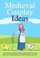 modello di brochure di idee cosplay medievali. volantino in maschera, opuscolo, concetto di volantino con illustrazioni piatte. impaginazione per rivista. invito pubblicitario per feste in costume con spazio di testo vettore