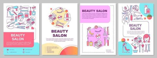 layout del modello di brochure del salone di bellezza. procedure di cosmetologia. volantino, opuscolo, stampa di volantini con illustrazioni lineari. layout di pagine vettoriali per riviste, relazioni annuali, manifesti pubblicitari