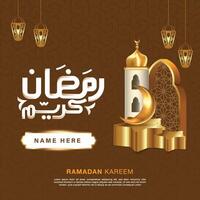 Ramadan kareem nel Arabo calligrafia saluto carta, sociale media inviare vettore