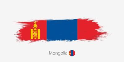 bandiera di Mongolia, grunge astratto spazzola ictus su grigio sfondo. vettore