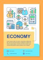 layout del modello di brochure economica. gestione finanziaria. volantino, opuscolo, stampa di volantini con illustrazioni lineari. layout di pagine vettoriali per riviste, relazioni annuali, manifesti pubblicitari