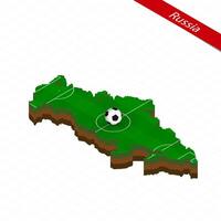 isometrico carta geografica di Russia con calcio campo. calcio palla nel centro di calcio intonazione. vettore