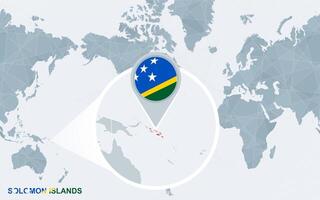 mondo carta geografica centrato su America con ingrandita Salomone isole. vettore