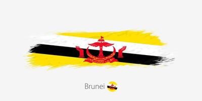 bandiera di brunei, grunge astratto spazzola ictus su grigio sfondo. vettore