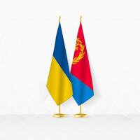 Ucraina e eritrea bandiere su bandiera In piedi, illustrazione per diplomazia e altro incontro fra Ucraina e eritrea. vettore