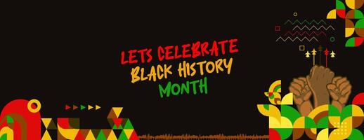 celebrare nero storia mese nel moderno geometrico stile. saluto bandiera con tipografia. illustrazione per nero storia mese 2024 vettore