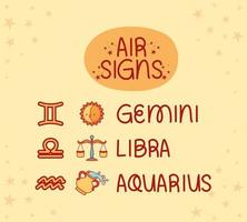 segni d'aria zodiacali vettore