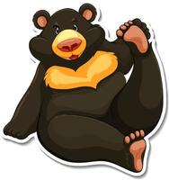 adesivo personaggio dei cartoni animati orso nero vettore