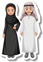adesivo personaggio dei cartoni animati coppia araba su sfondo bianco vettore