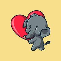 illustrazione grafica vettoriale di amore elefante carino. perfetto per l'illustrazione del logo o la grafica del design della camicia.