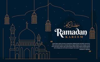 Ramadan kareem islamico saluto con Arabo calligrafia modello design bandiera sfondo vettore