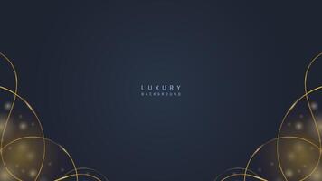 moderno lusso ondulato brillante oro linea su buio blu sfondo. lusso premio vettore design