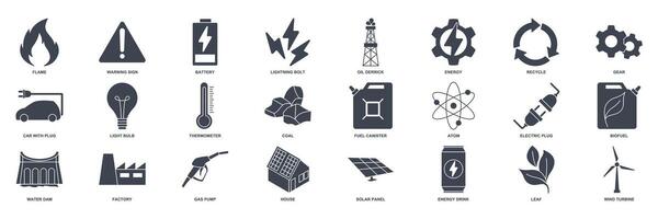 rinnovabile energia, verde tecnologia icona impostare, incluso icone come leggero lampadina, cartella, solare pannello, batteria e Di Più simboli collezione, logo isolato vettore illustrazione