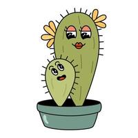 carino Groovy cactus, madre e bambino cartone animato personaggi. vettore illustrazione