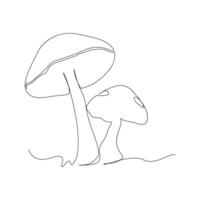 funghi continuo singolo linea arte disegno e illustrazione vettore design