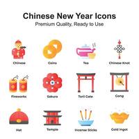 Cinese nuovo anno icone impostato isolato su bianca sfondo vettore